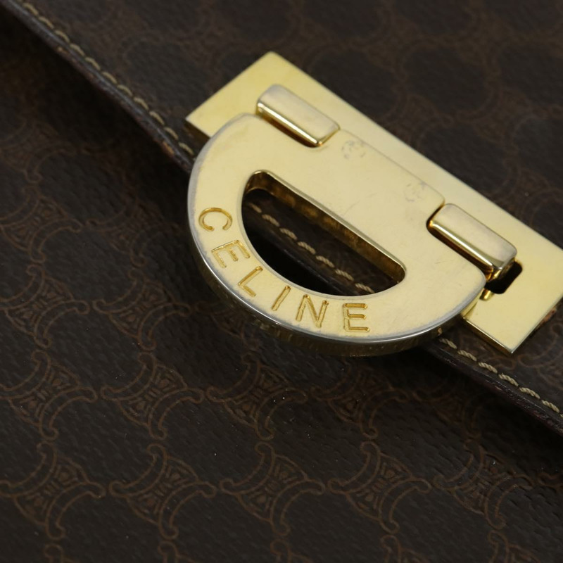 【日本直送】CELINE Macadam帆布手提包 PVC皮革 2way Brown Gold Auth 150512-18