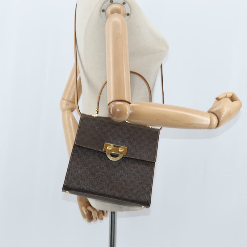 【日本直送】CELINE Macadam帆布手提包 PVC皮革 2way Brown Gold Auth 150512-23