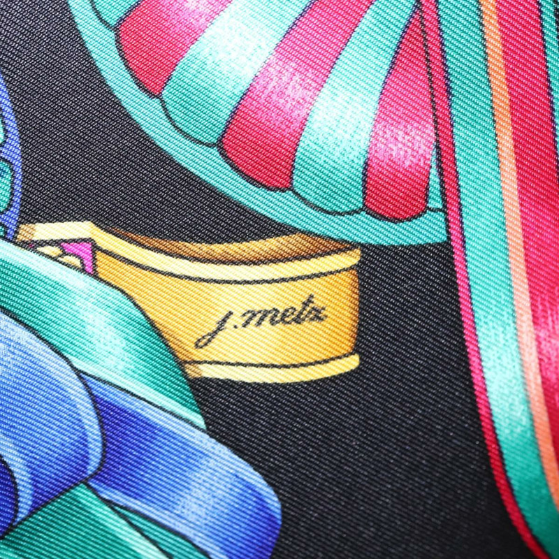 【日本直送】HERMES Carre 90 圍巾「LES RUBANS DU CHEVAL」絲綢黑色正品 148964-10