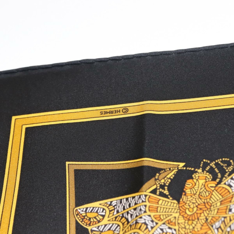 【日本直送】HERMES Carre 90 圍巾「LE TEMPS des MARIONNETTES」絲綢黑色正品 148961-10