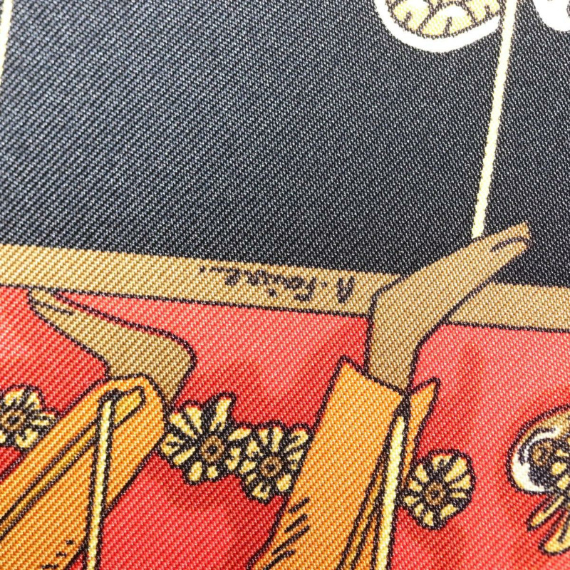 【日本直送】HERMES Carre 90 圍巾「LE TEMPS des MARIONNETTES」絲綢黑色正品 148961-11