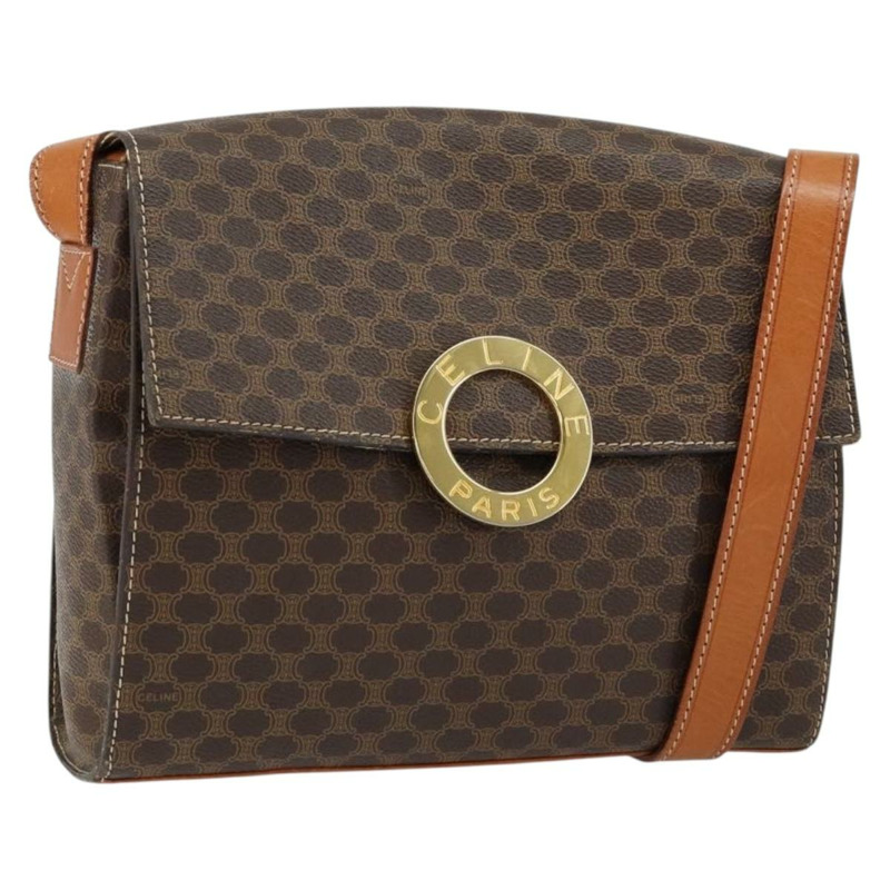 【日本直送】CELINE Macadam帆布圓形肩背包 PVC皮革 棕色 金色 正品 148897-0