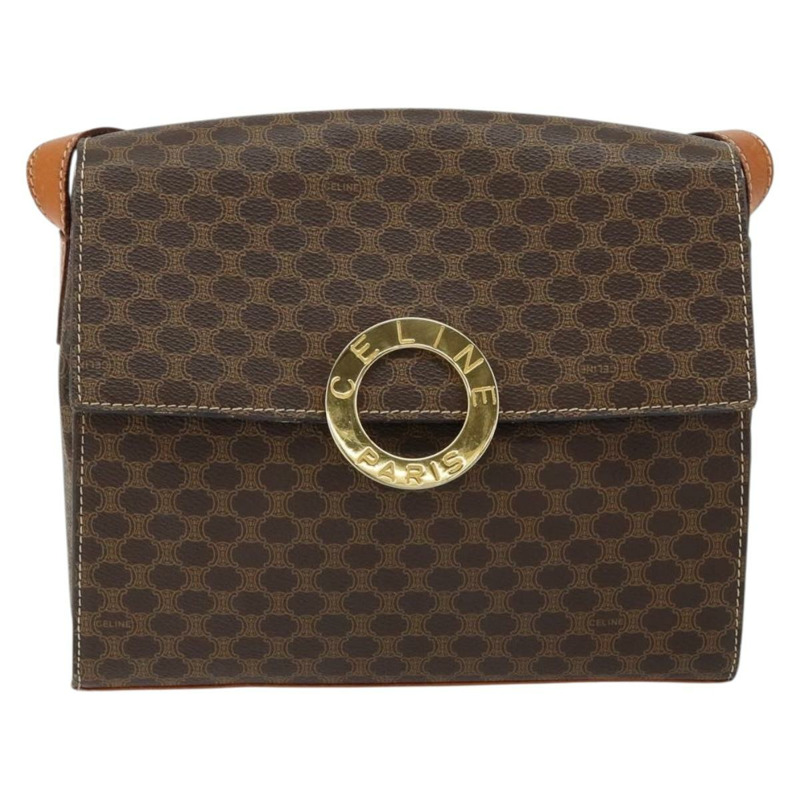 【日本直送】CELINE Macadam帆布圓形肩背包 PVC皮革 棕色 金色 正品 148897-12