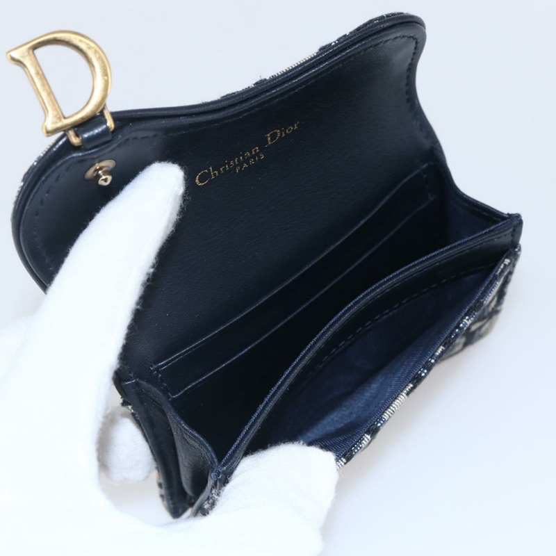 【日本直送】Christian Dior Trotter帆布馬鞍形零錢包卡包 海軍藍 正品 147559-8