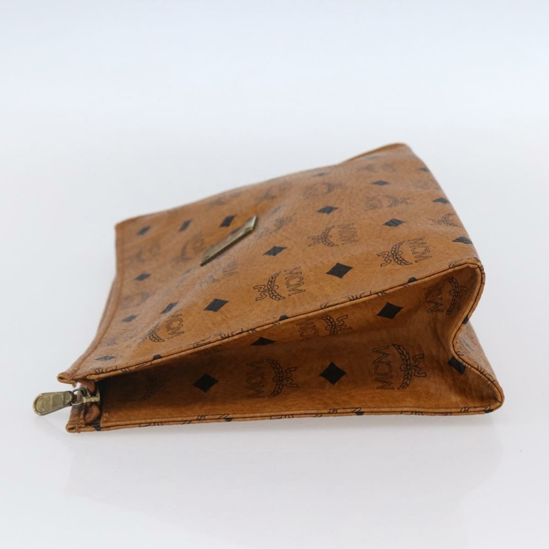 【日本直送】MCM Logoogram Vicetos 手拿包 PVC 皮革 棕色 金色 正品 150200-2