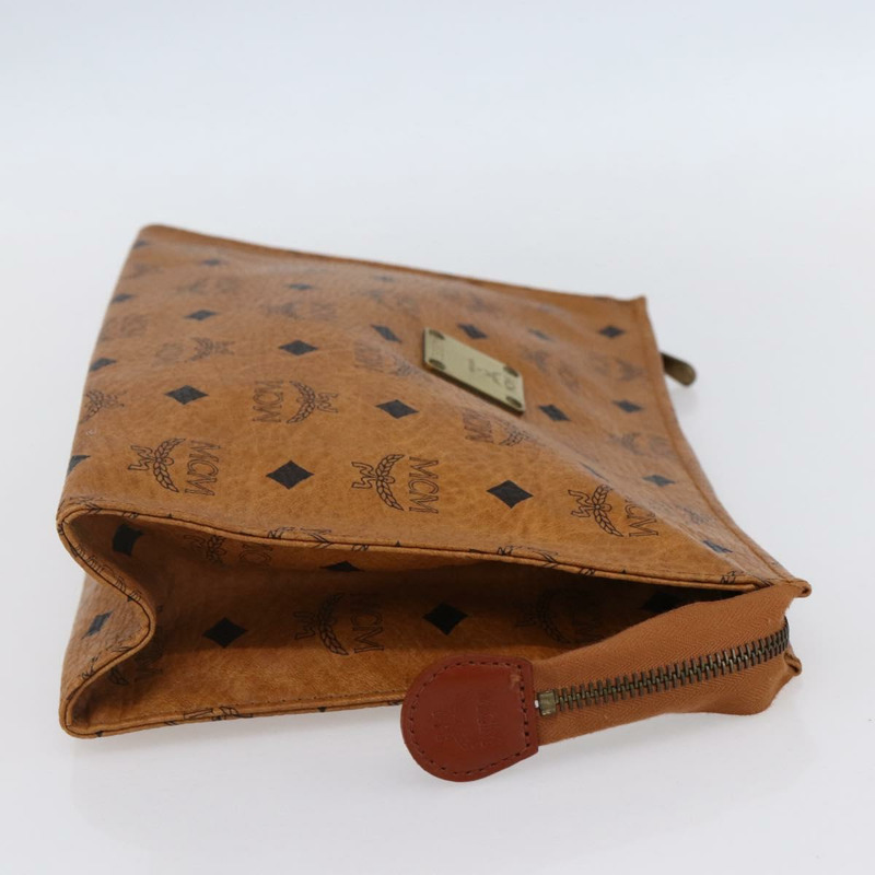 【日本直送】MCM Logoogram Vicetos 手拿包 PVC 皮革 棕色 金色 正品 150200-3