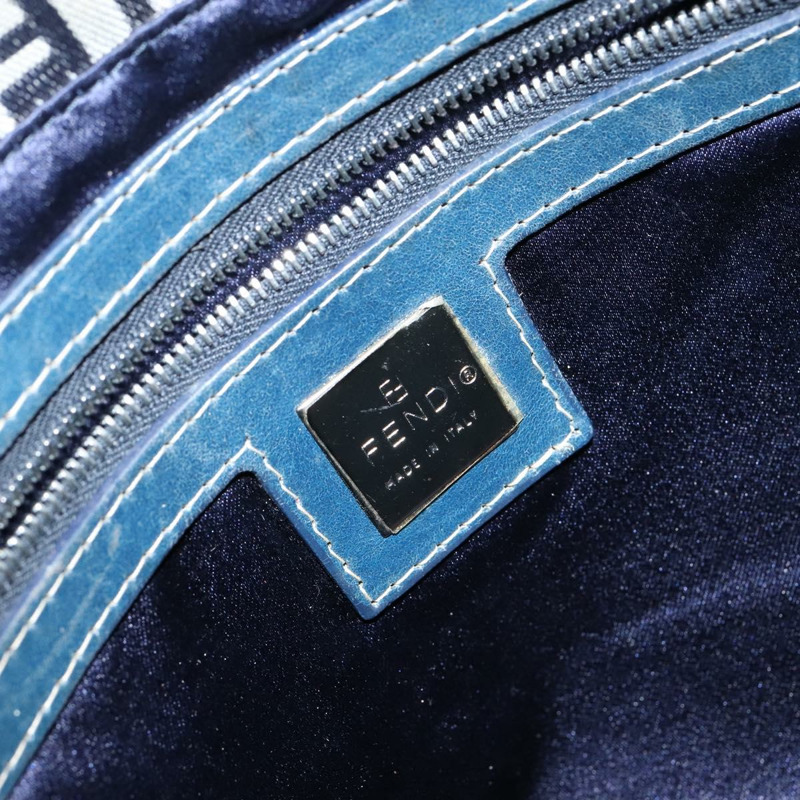 【日本直送】FENDI Zucchino帆布Mamma Baguette托特包 海軍藍 銀色 正品 147547-19