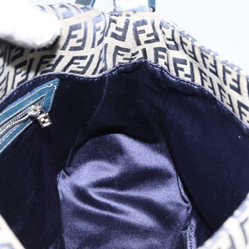 【日本直送】FENDI Zucchino帆布Mamma Baguette托特包 海軍藍 銀色 正品 147547-20