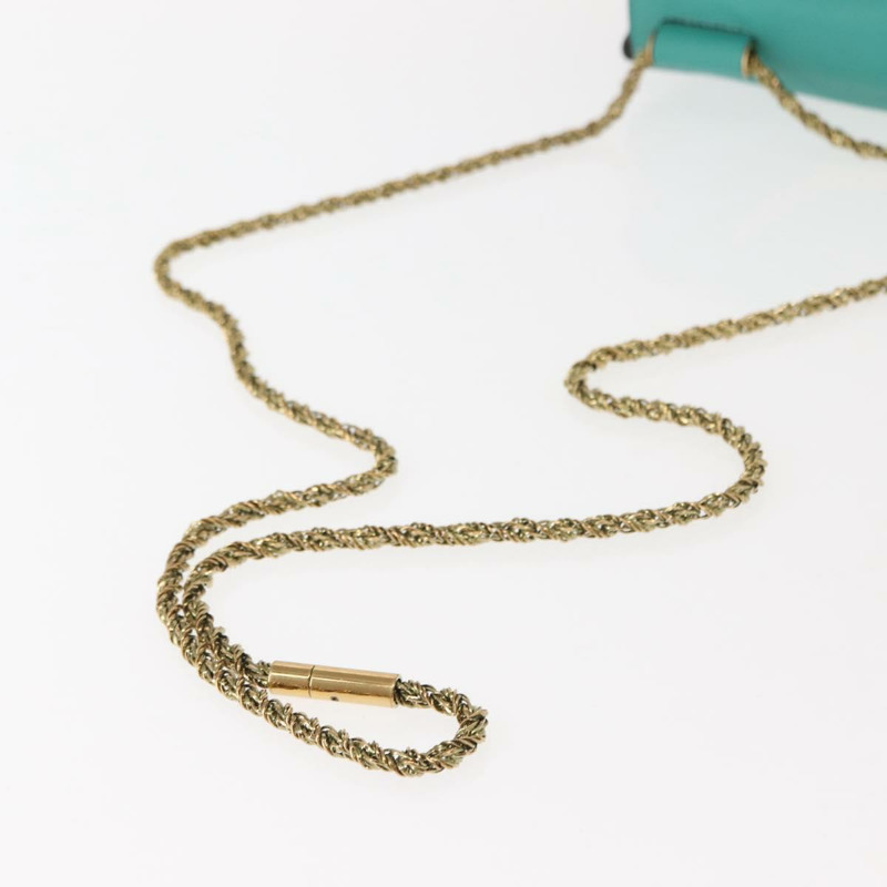 【日本直送】Chloe 鏈條 Elsie 單肩包 皮革 綠松石藍 金色 正品 149266-6