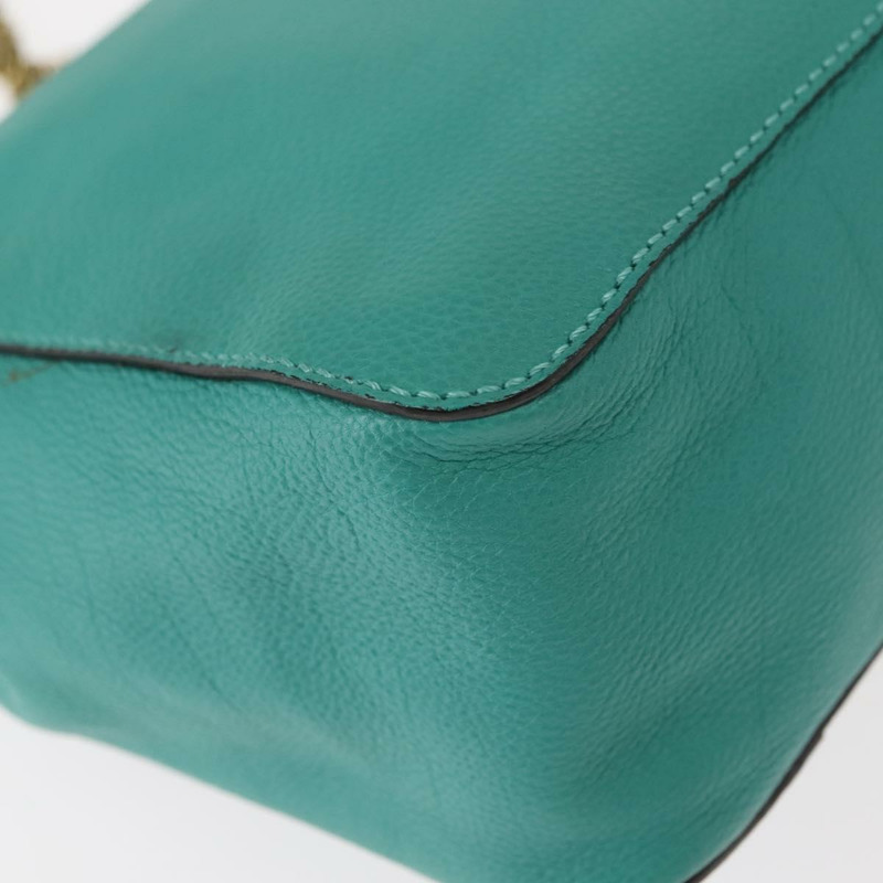 【日本直送】Chloe 鏈條 Elsie 單肩包 皮革 綠松石藍 金色 正品 149266-14
