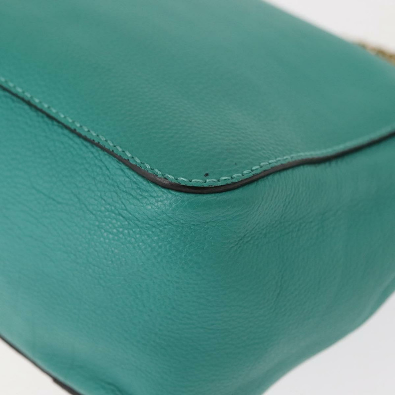 【日本直送】Chloe 鏈條 Elsie 單肩包 皮革 綠松石藍 金色 正品 149266-15