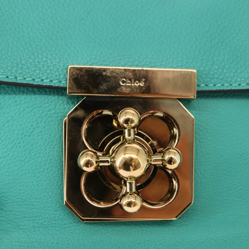 【日本直送】Chloe 鏈條 Elsie 單肩包 皮革 綠松石藍 金色 正品 149266-16
