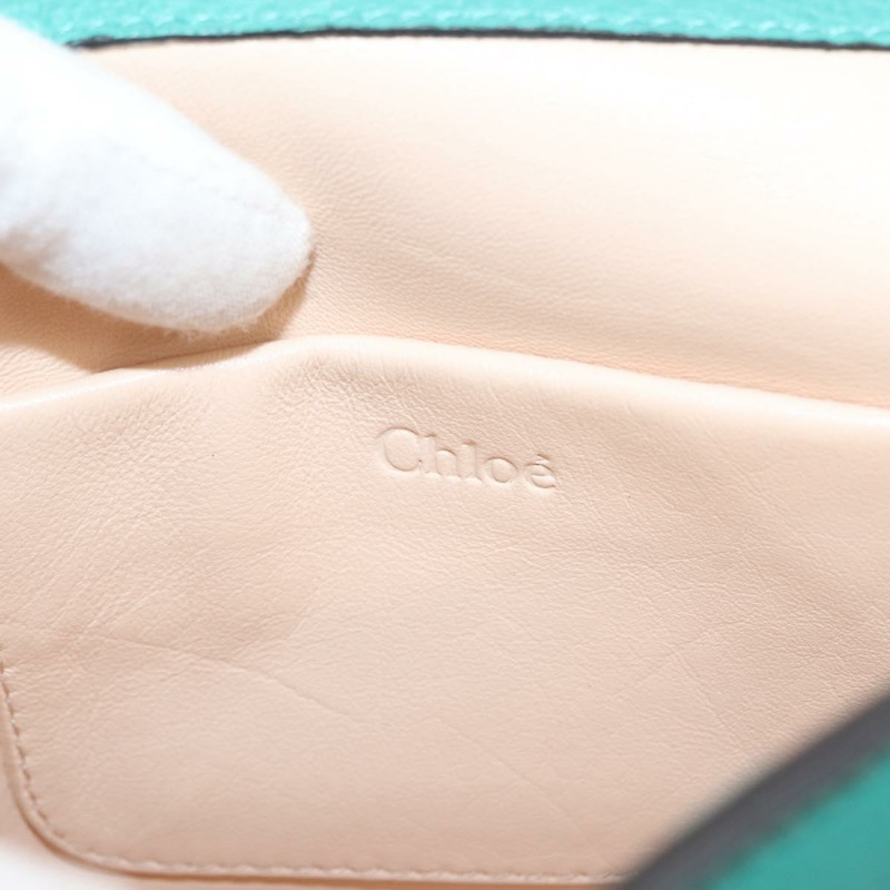 【日本直送】Chloe 鏈條 Elsie 單肩包 皮革 綠松石藍 金色 正品 149266-18