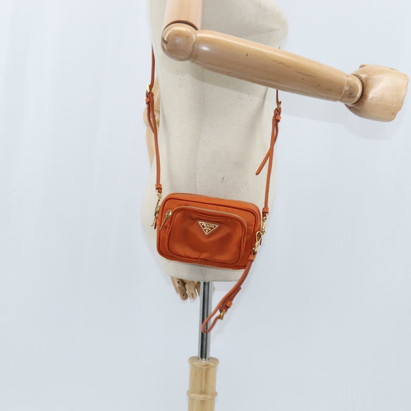 【日本直送】PRADA 單肩包 尼龍 橙色 金色 正品 149289-25