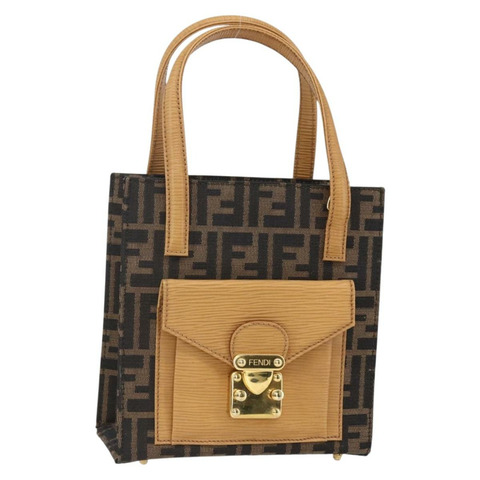 FENDI Zucca帆布手提包 黑色 棕色 正品 150755