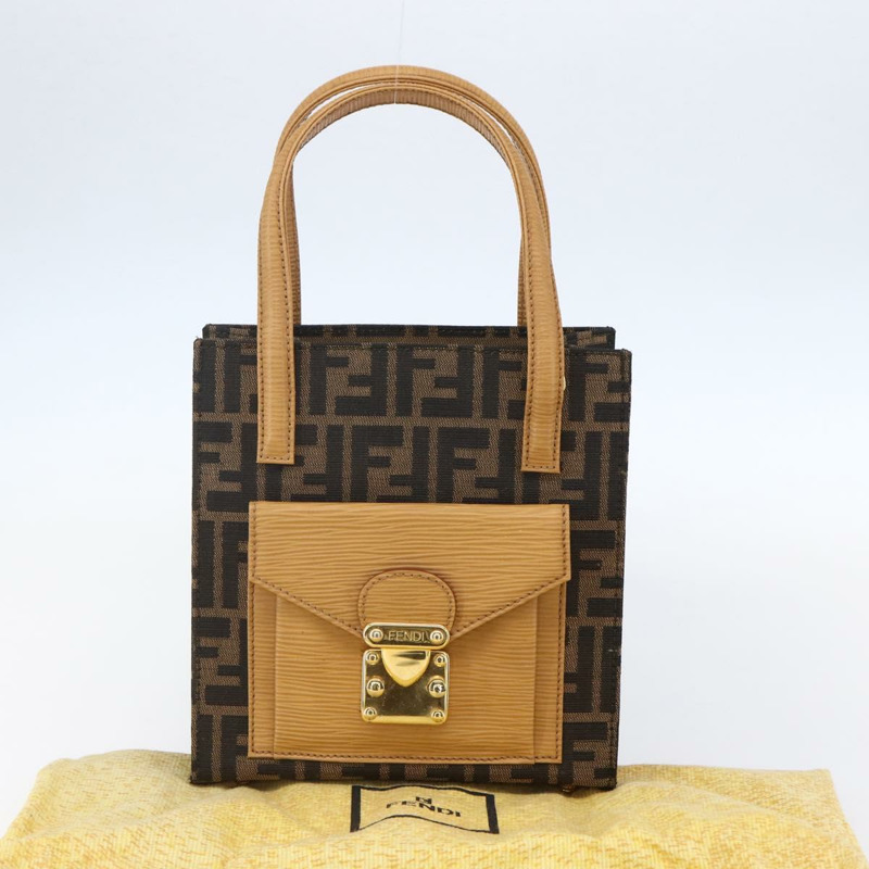【日本直送】FENDI Zucca帆布手提包 黑色 棕色 正品 150755-11