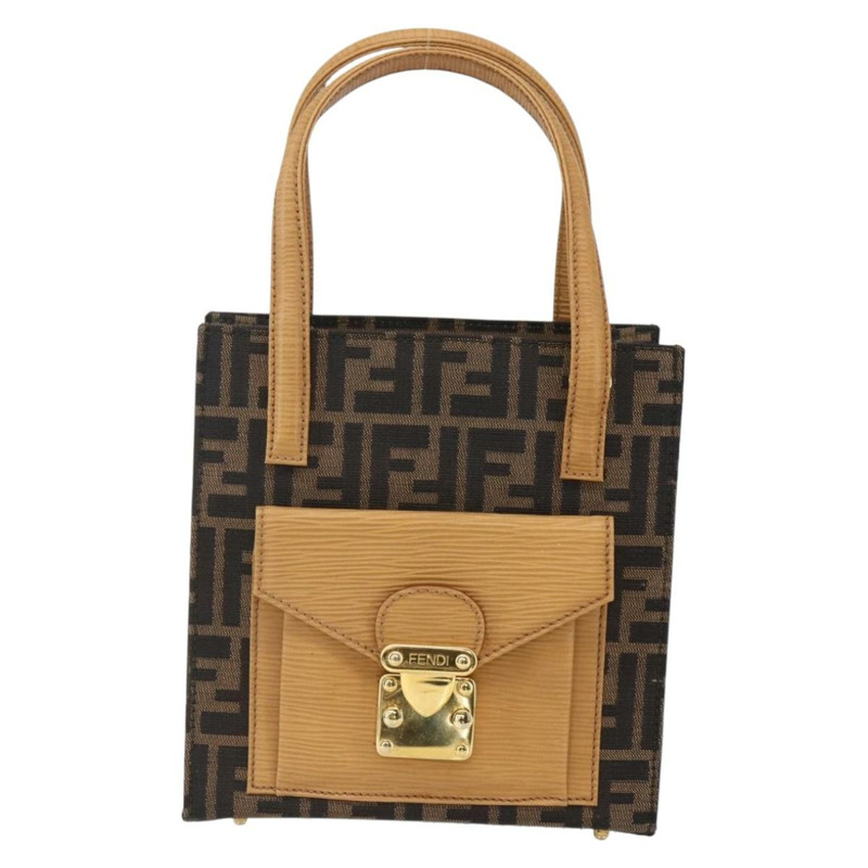 【日本直送】FENDI Zucca帆布手提包 黑色 棕色 正品 150755-12