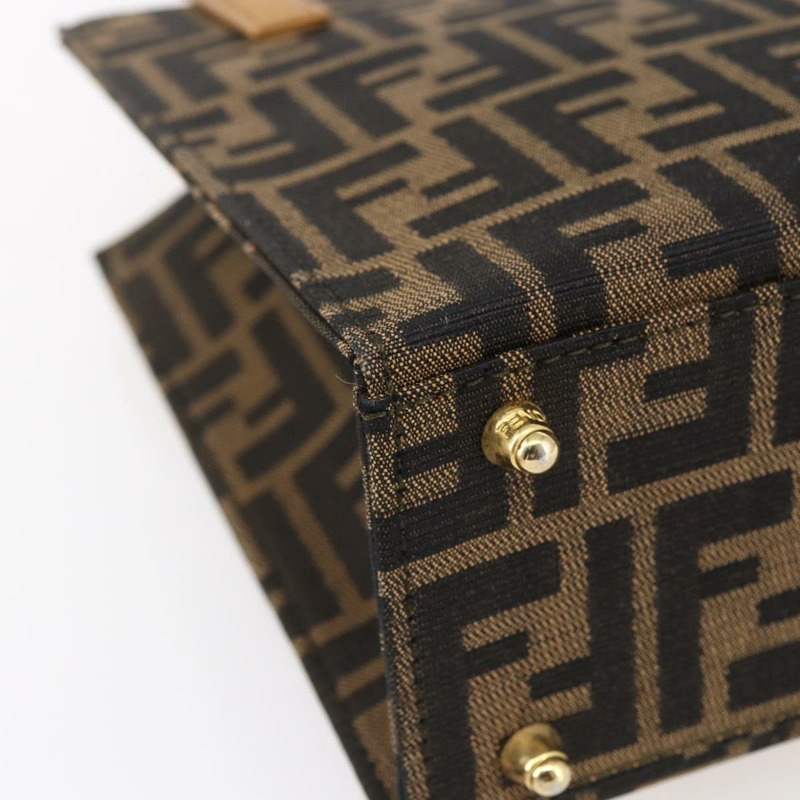 【日本直送】FENDI Zucca帆布手提包 黑色 棕色 正品 150755-15