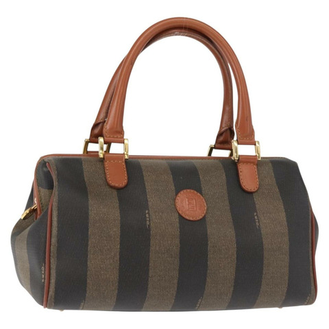 FENDI 胡桃色帆布手提包 PVC 黑色棕色 正品 150766