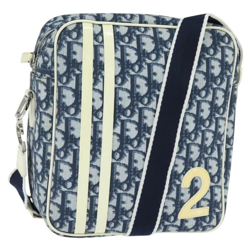 【日本直送】Christian Dior Trotter帆布肩背包 PVC藍銀色 正品 150753-0
