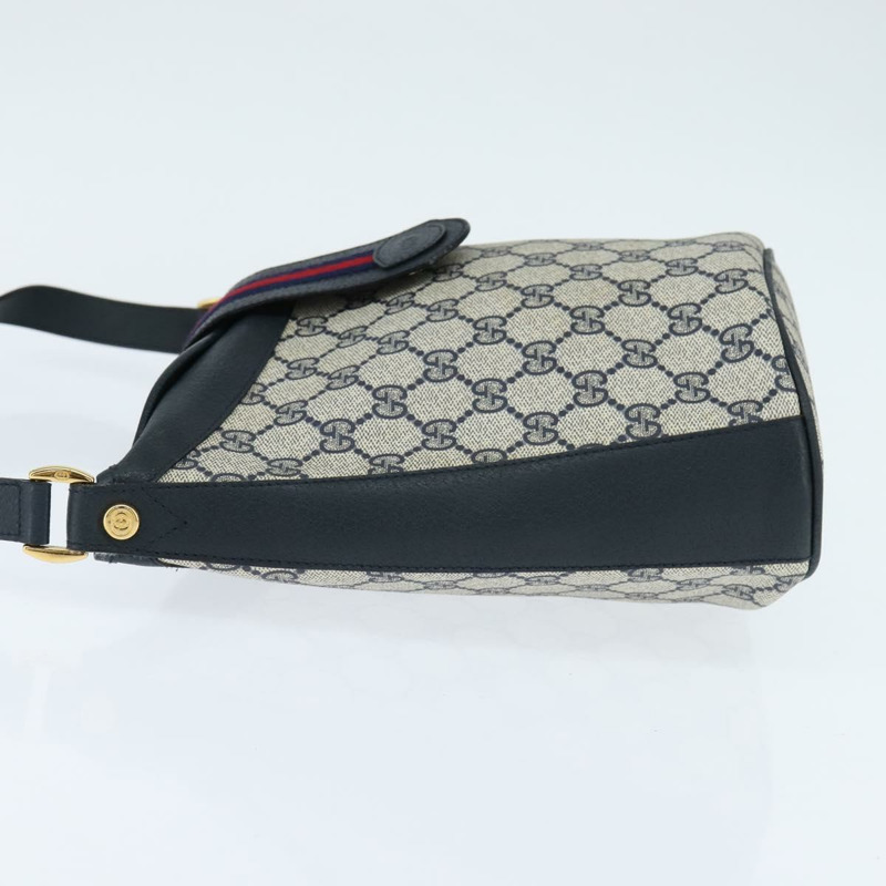 【日本直送】GUCCI GG Supreme Sherry Line 單肩包 PVC 海軍藍 金色 正品 150340-2