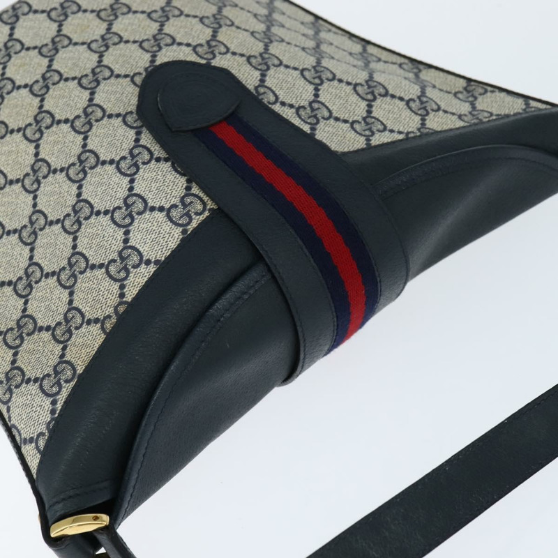 【日本直送】GUCCI GG Supreme Sherry Line 單肩包 PVC 海軍藍 金色 正品 150340-5