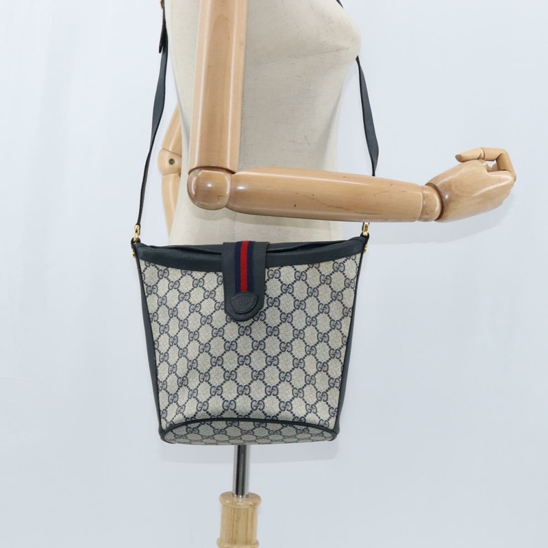 【日本直送】GUCCI GG Supreme Sherry Line 單肩包 PVC 海軍藍 金色 正品 150340-19