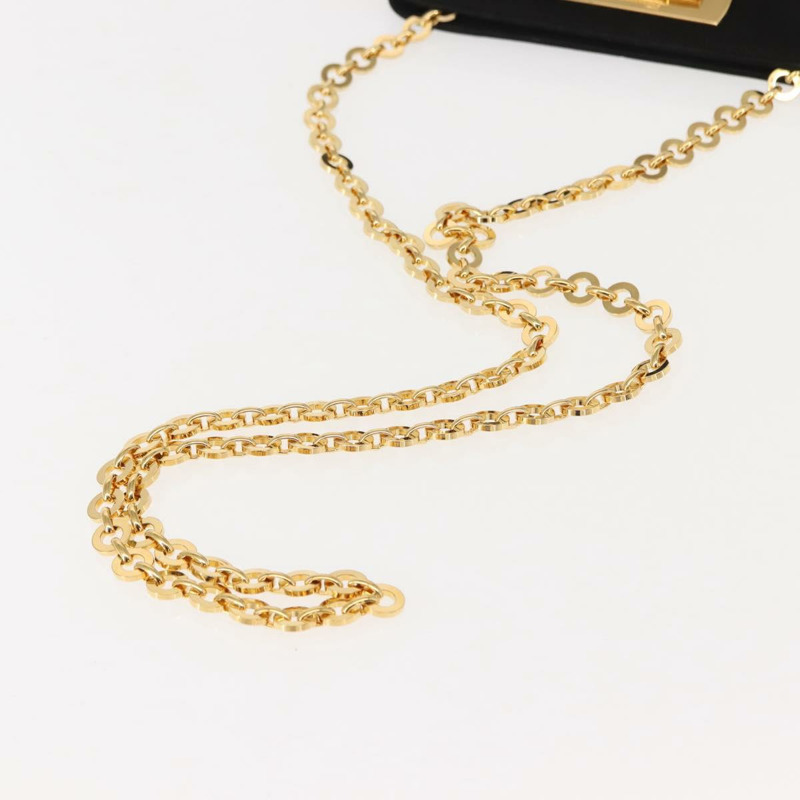 【日本直送】Salvatore Ferragamo Chain Gancini 單肩包，黑色麂皮，金色，正品，貨號 150385-6