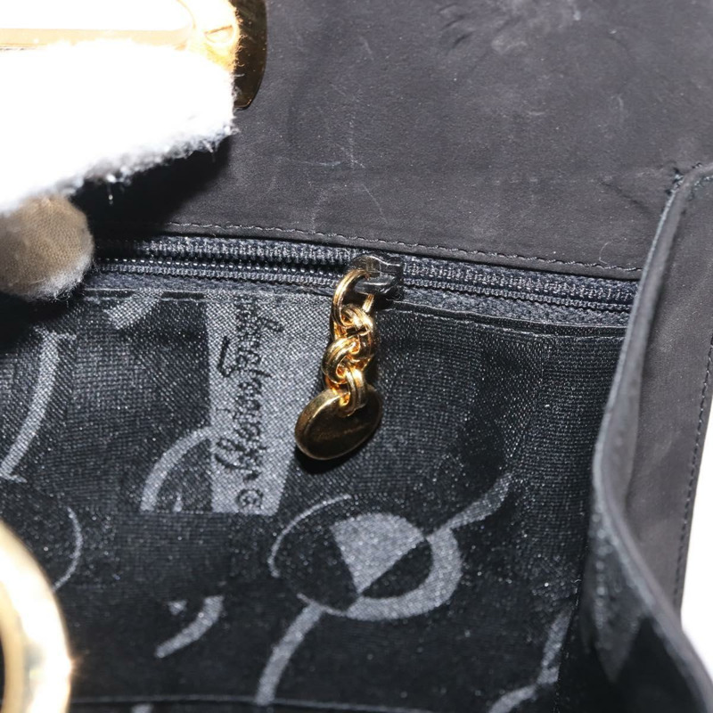 【日本直送】Salvatore Ferragamo Chain Gancini 單肩包，黑色麂皮，金色，正品，貨號 150385-18