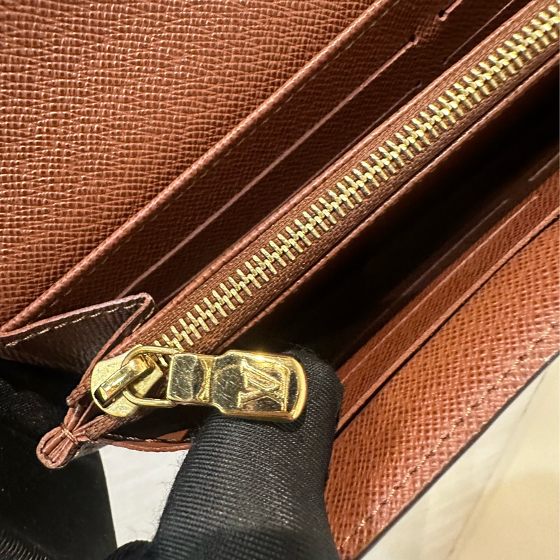 LV 原花內棕色金釦信封下蓋16卡Sarah長夾M60531-5