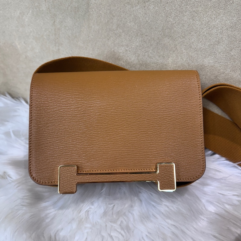 Hermes Geta 28焦糖山羊皮Mysore木屐包 近全新-0