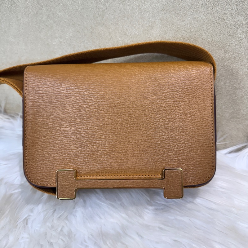 Hermes Geta 28焦糖山羊皮Mysore木屐包 近全新-1