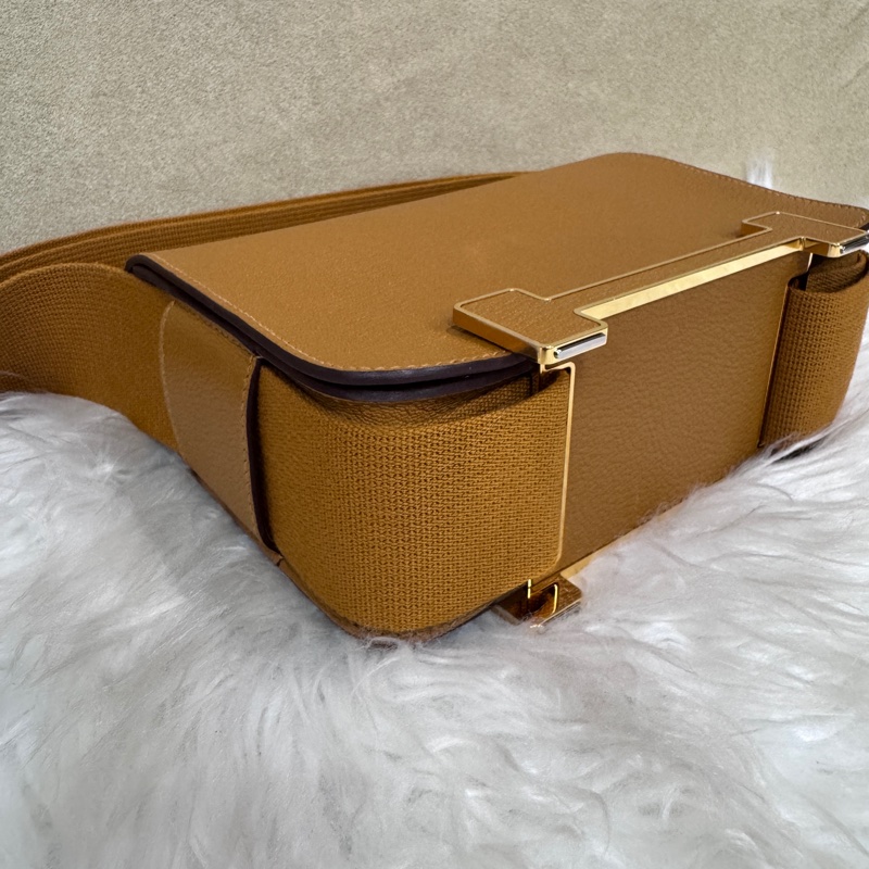 Hermes Geta 28焦糖山羊皮Mysore木屐包 近全新-5