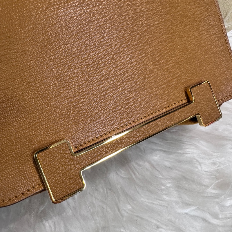 Hermes Geta 28焦糖山羊皮Mysore木屐包 近全新-7