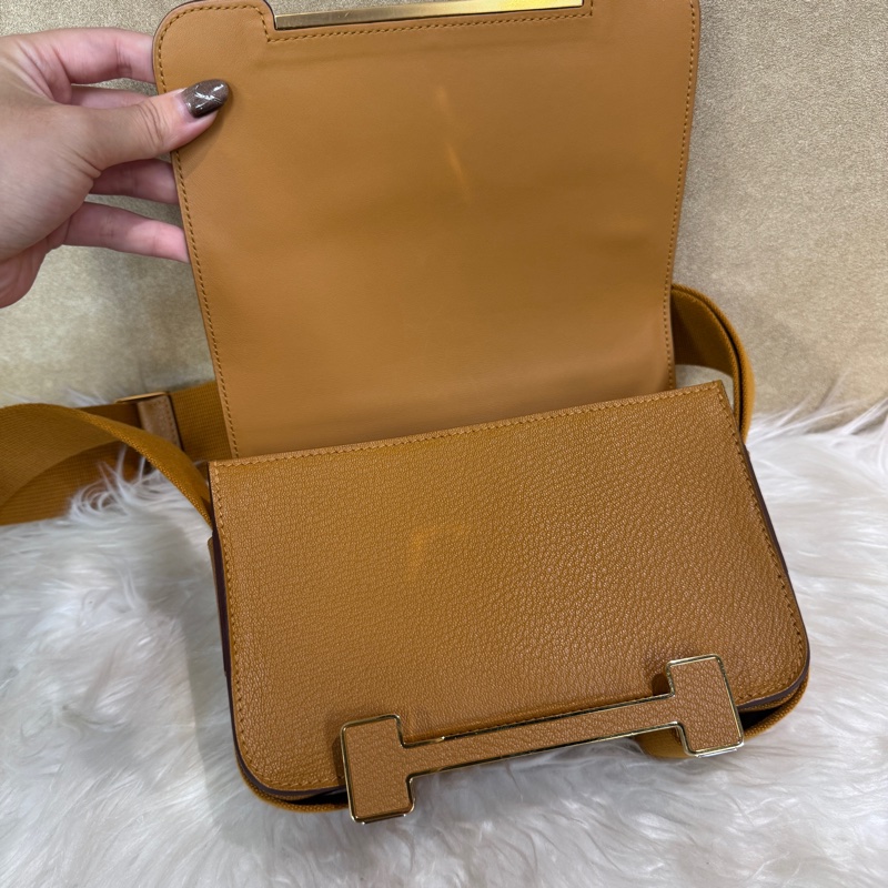 Hermes Geta 28焦糖山羊皮Mysore木屐包 近全新-8