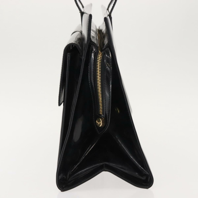 【日本直送】Salvatore Ferragamo Gancini 手提包 漆皮 黑色 金色 Auth 150346-2