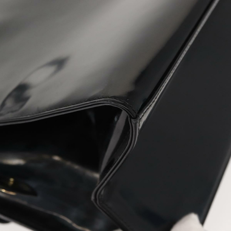 【日本直送】Salvatore Ferragamo Gancini 手提包 漆皮 黑色 金色 Auth 150346-14