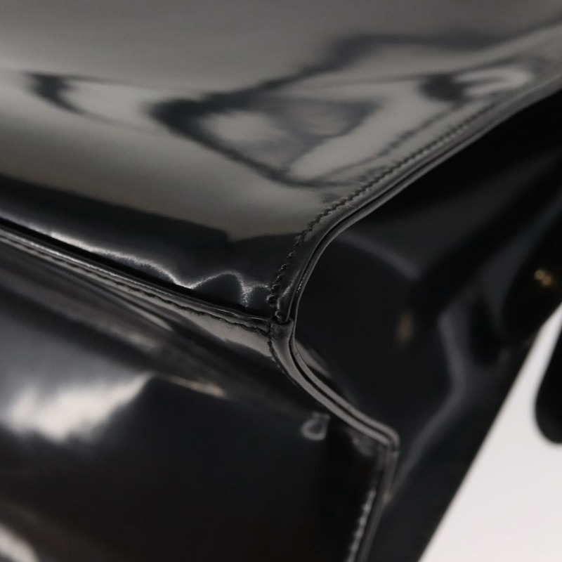 【日本直送】Salvatore Ferragamo Gancini 手提包 漆皮 黑色 金色 Auth 150346-15