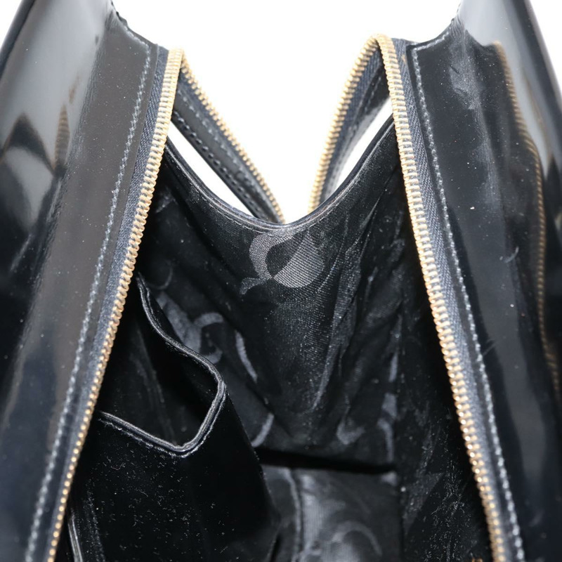 【日本直送】Salvatore Ferragamo Gancini 手提包 漆皮 黑色 金色 Auth 150346-18