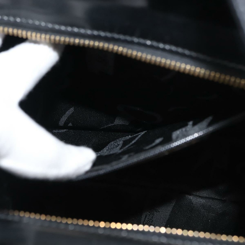 【日本直送】Salvatore Ferragamo Gancini 手提包 漆皮 黑色 金色 Auth 150346-19