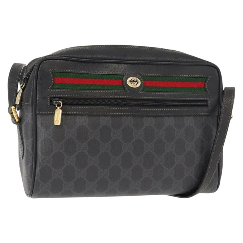 【日本直送】GUCCI GG Supreme Web Sherry Line 手提包 PVC 黑色金色 119 02 088 正品 150341-0