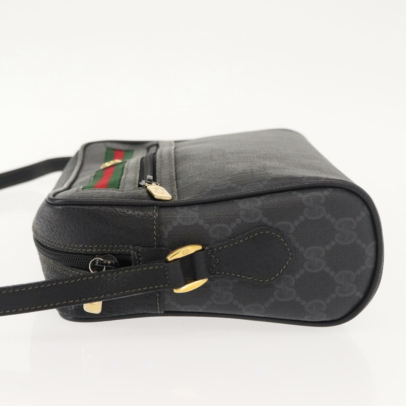 【日本直送】GUCCI GG Supreme Web Sherry Line 手提包 PVC 黑色金色 119 02 088 正品 150341-3