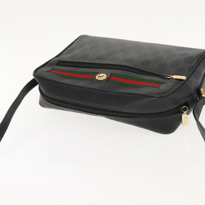 【日本直送】GUCCI GG Supreme Web Sherry Line 手提包 PVC 黑色金色 119 02 088 正品 150341-5