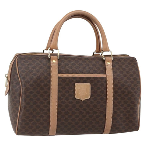 CELINE Macadam帆布波士頓包 PVC棕色金色 正品 147894