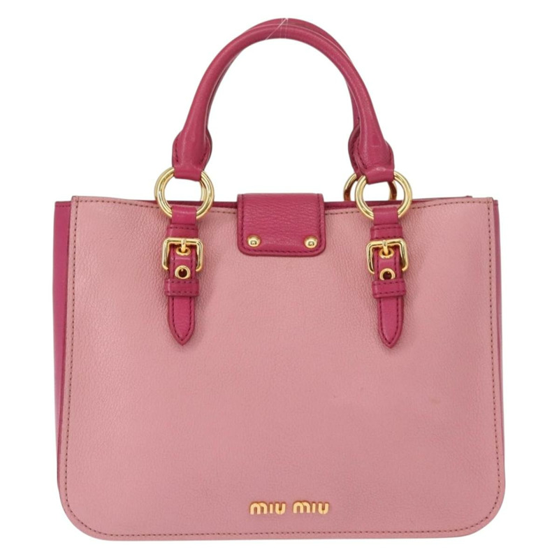 【日本直送】Miu Miu Madras 手提包 皮革 粉紅色 金色 正品 147888-1