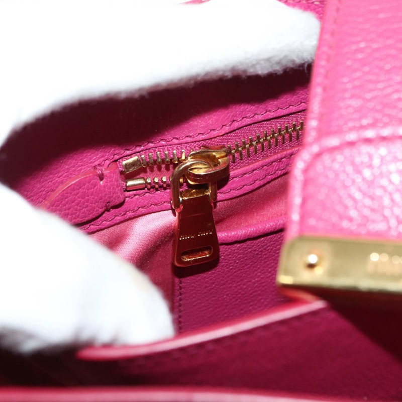 【日本直送】Miu Miu Madras 手提包 皮革 粉紅色 金色 正品 147888-22