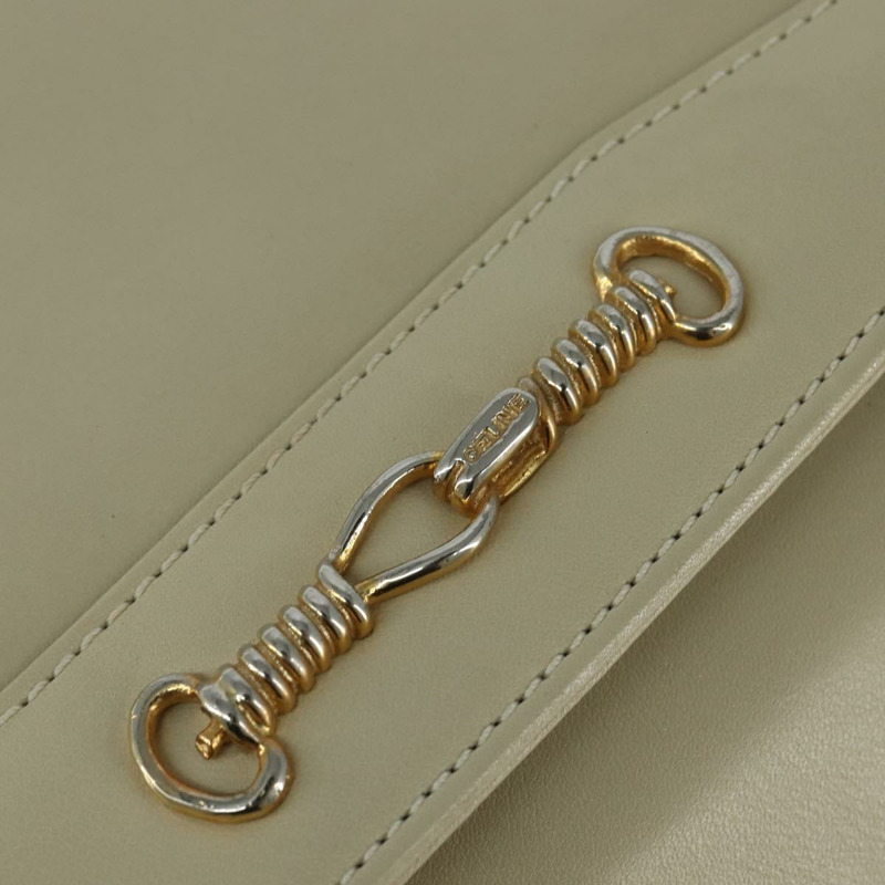 【日本直送】CELINE 皮革單背包 米色 金色 正品 147891-17