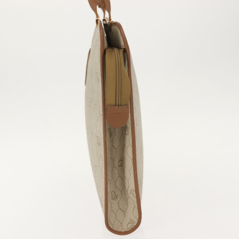 【日本直送】Christian Dior 蜂巢帆布手提包 PVC 皮革 米色 金色 正品 150446-2