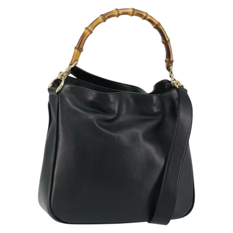 【日本直送】GUCCI 竹節肩背包 皮革 黑色 金色 001 3166 正品 150409-0