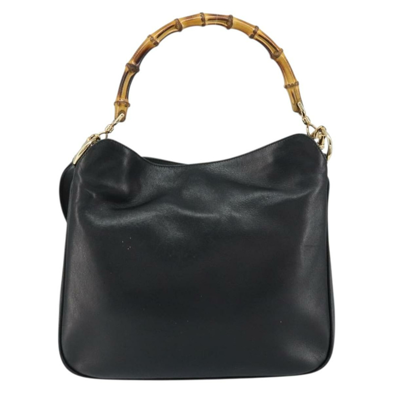 【日本直送】GUCCI 竹節肩背包 皮革 黑色 金色 001 3166 正品 150409-1